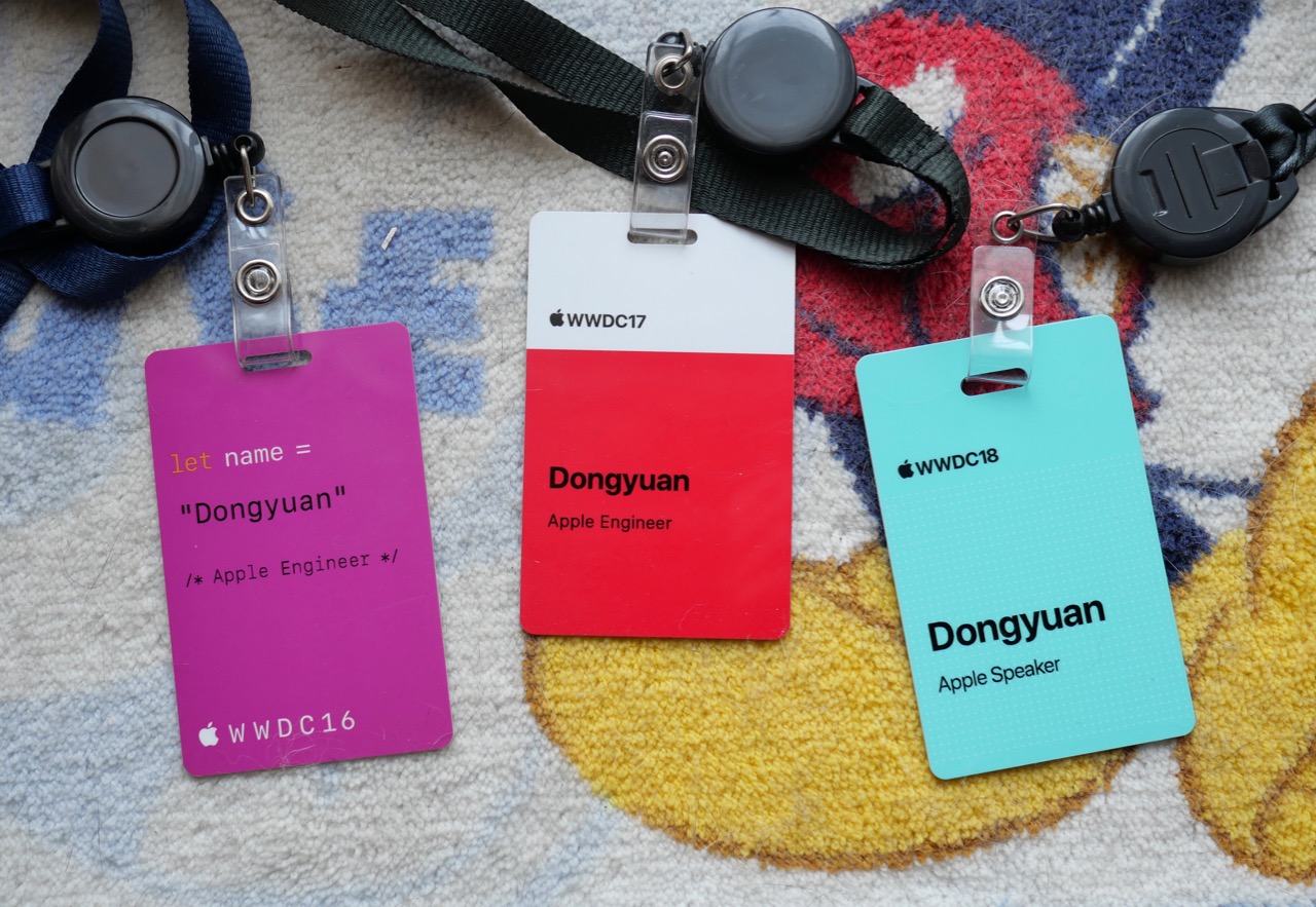 2016、2017和2018的WWDC胸牌